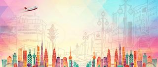 手绘畅游世界彩色背景高清