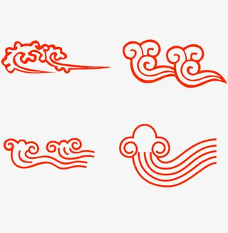 祥云装饰元素复古元素中国风线条祥云免抠