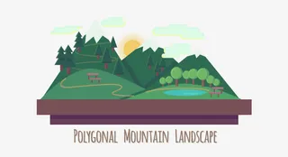 绿色山间风景矢量免抠