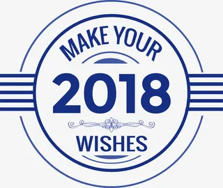 蓝色线条新年愿望免抠