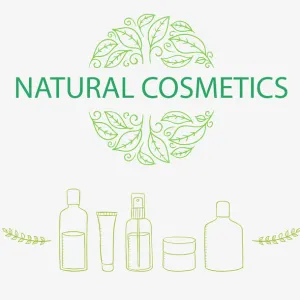手绘天然化妆品的矢量背景免抠标签元素