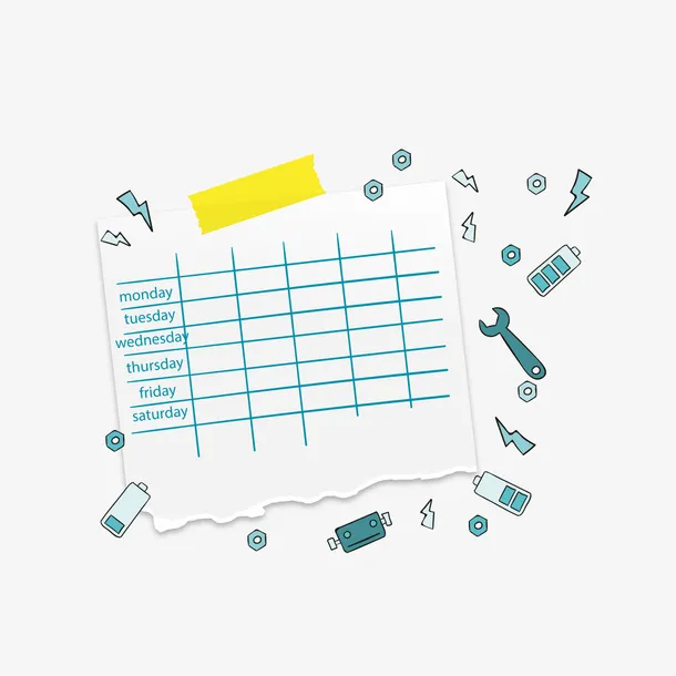 蓝色工具课程表矢量图免抠