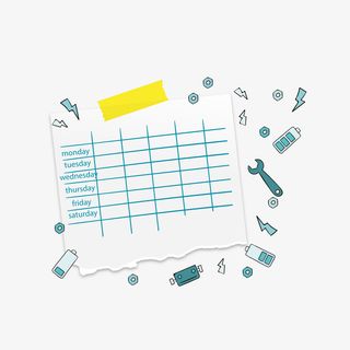 蓝色工具课程表矢量图免抠