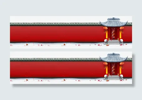 红色中式建筑装饰可作标签免抠