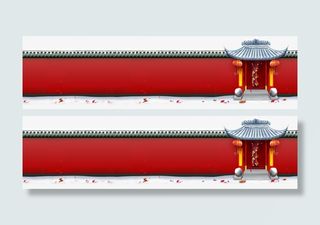 红色中式建筑装饰可作标签免抠