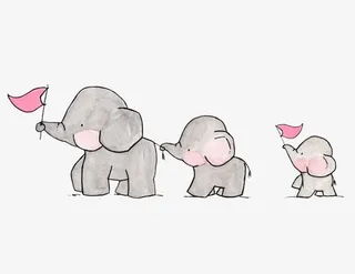 拿旗子的小象免抠