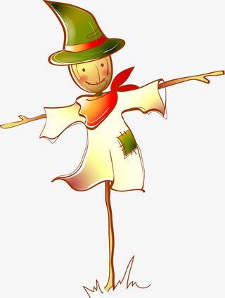 矢量手绘稻草人免抠