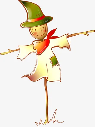 矢量手绘稻草人免抠