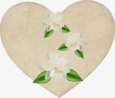 爱心茉莉花底纹标签免抠