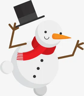 拿着黑色帽子的雪人免抠