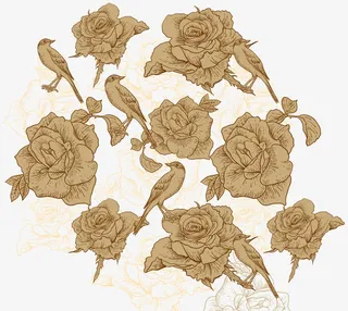 手绘玫瑰花矢量免抠