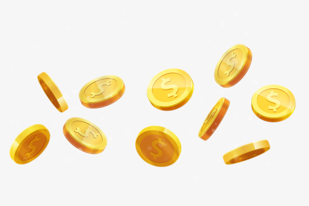 飞舞飘散的金币免抠