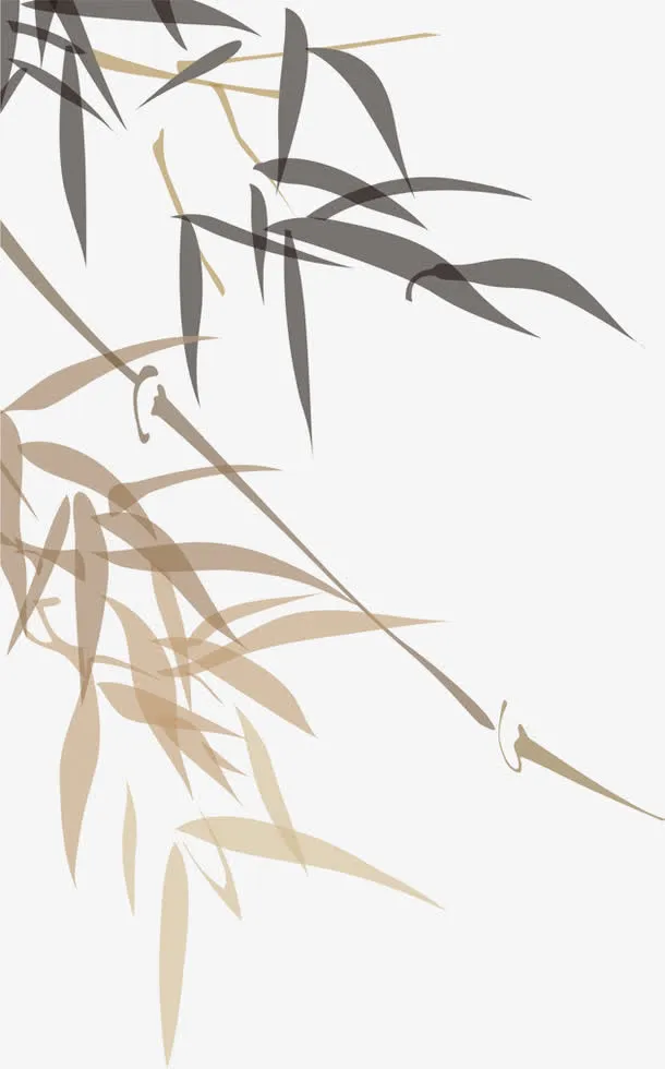 中秋节手绘黑棕色树叶免抠