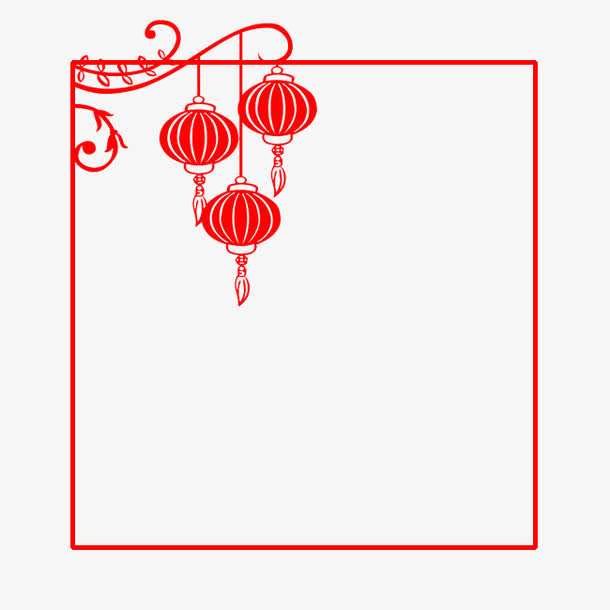 红色灯笼边框免抠