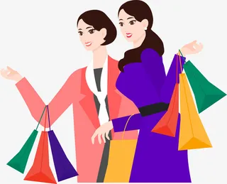 简约购物女人免抠