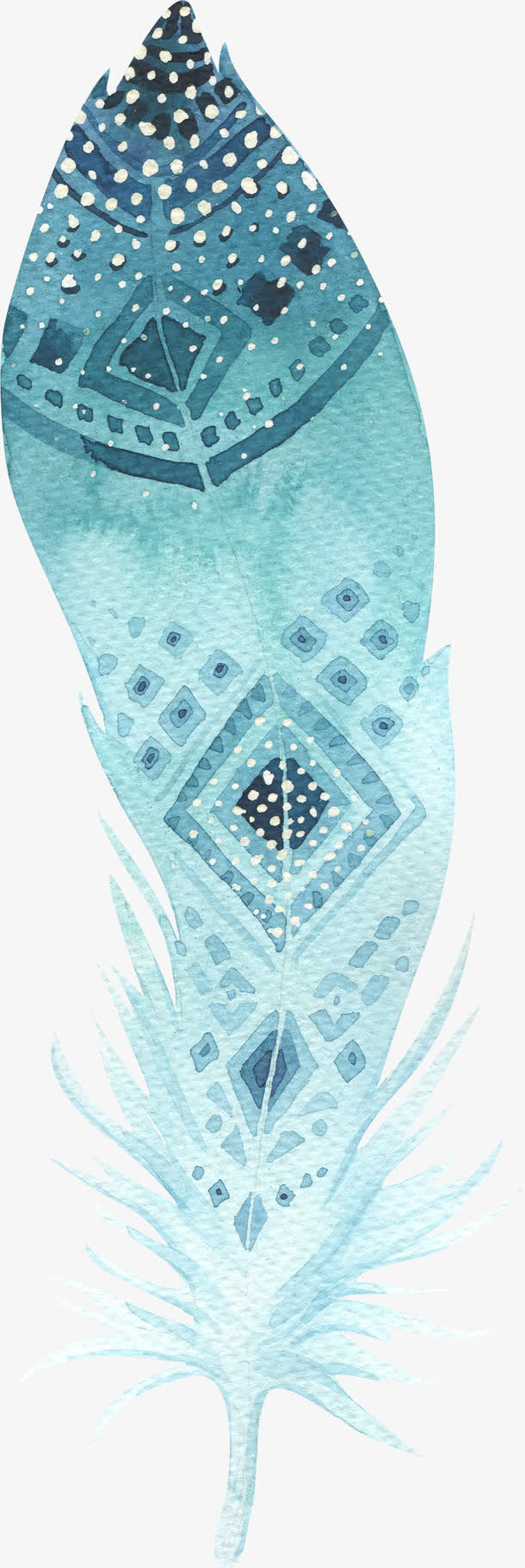 蓝色羽毛花纹免抠