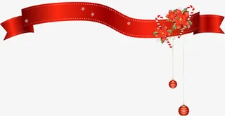 红色横幅红色飘带装饰免抠