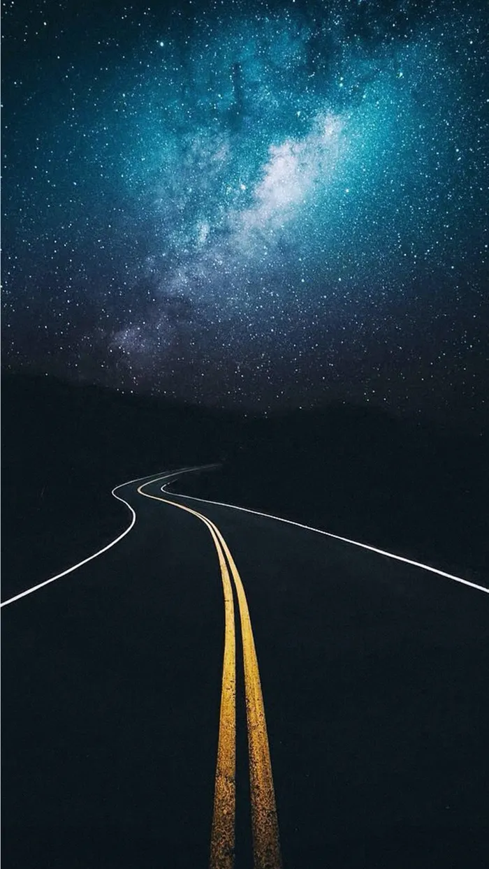 梦幻星空下道路H5素材背景高清
