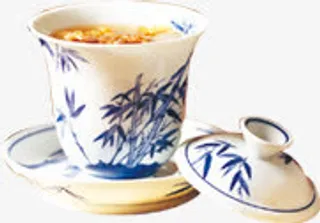 青花瓷茶杯竹叶雄黄酒免抠