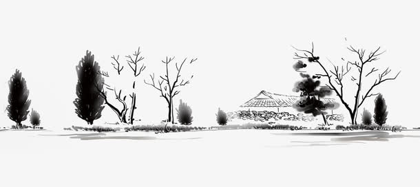 水墨冬天元素免抠