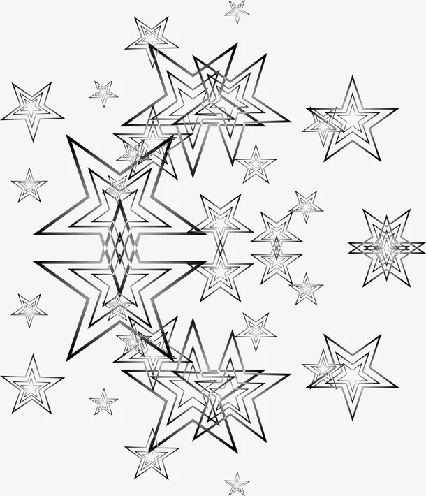 黑色线条星星免抠