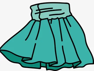 天蓝色卡通矢量百褶裙免抠