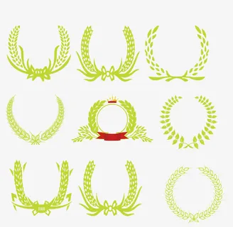 矢量手绘麦穗徽章免抠