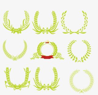 矢量手绘麦穗徽章免抠