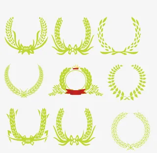 矢量手绘麦穗徽章免抠