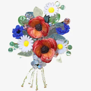 花束手绘色彩效果图免抠