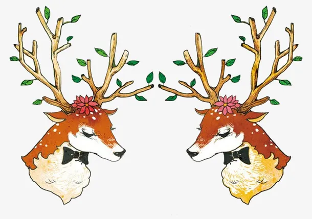 手绘卡通可爱梅花鹿鹿头免抠