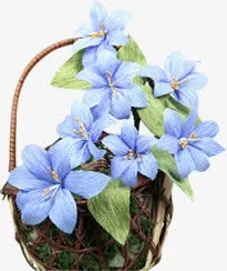 蓝色春天简约花朵免抠