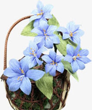 蓝色春天简约花朵免抠