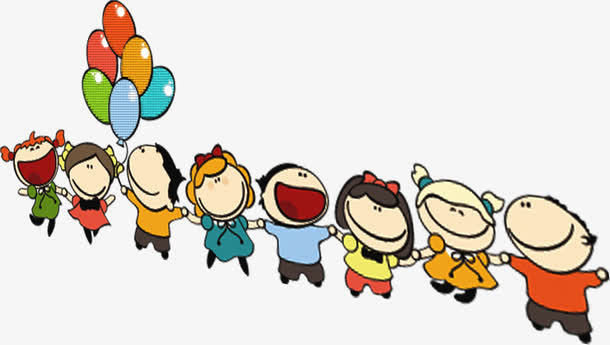 成排的卡通小孩子六一儿童节免抠