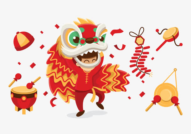 舞狮子鸡年免扣素材免抠