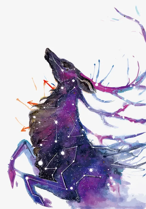 矢量星空鹿免抠