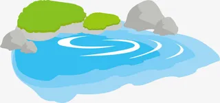 湖水和草丛免抠