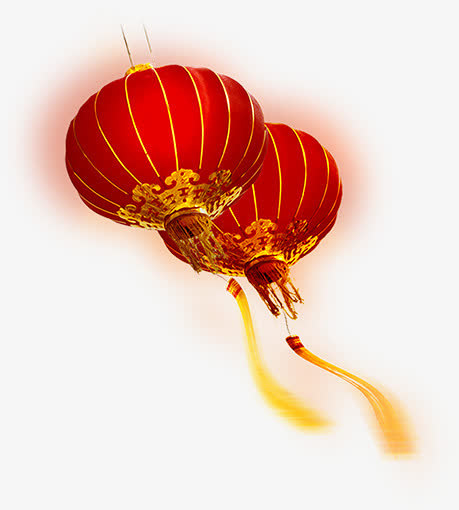 手绘新年喜庆红色灯笼免抠