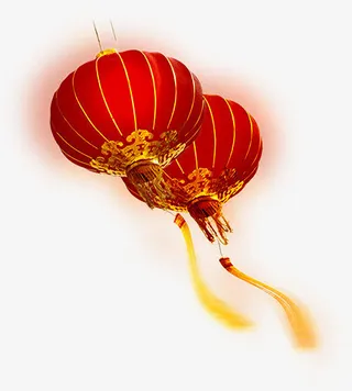 手绘新年喜庆红色灯笼免抠