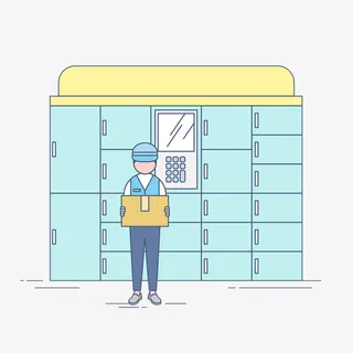 储物柜快递员PNG免抠