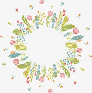 矢量素雅装饰清新花卉花边框免抠