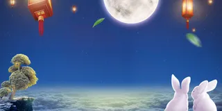 国庆遇上中秋海报背景素材高清