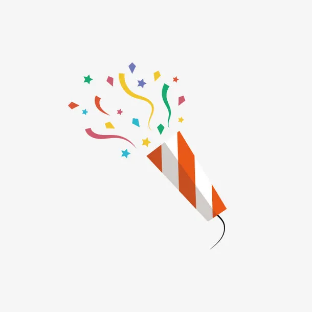卡通扁平化惊喜礼花免抠