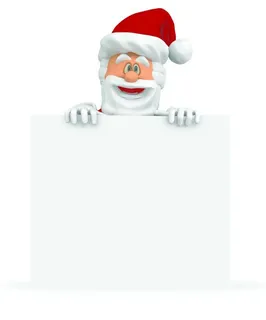 卡通圣诞老人与广告牌免抠