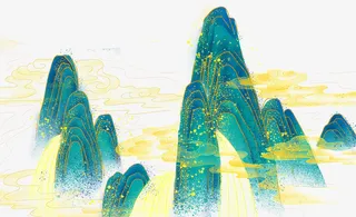 中国风 山水 插画 抠图免抠