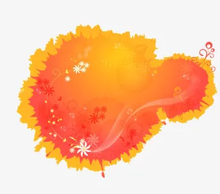 橙色彩色墨迹免抠