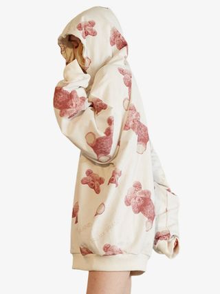 ins小熊春秋薄款带帽嘻哈潮流连帽衫免抠