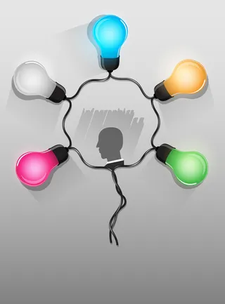彩色灯泡头像剪景商务思维信息背景高清