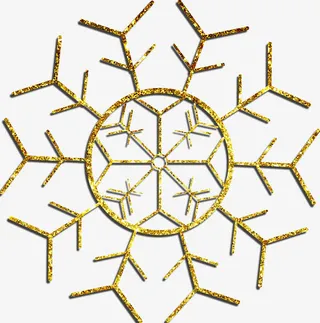 金色闪粉雪花免抠