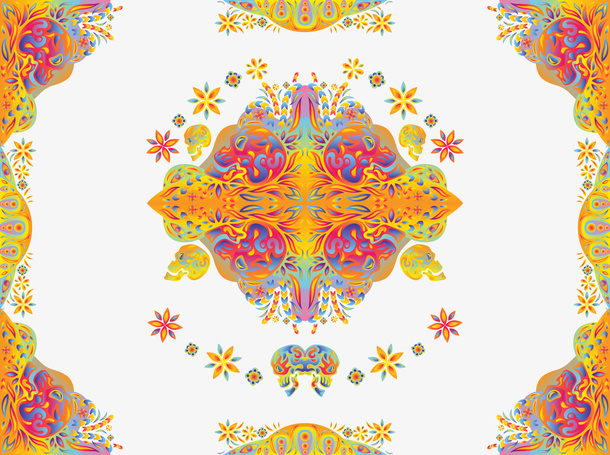 矢量彩色花纹免抠